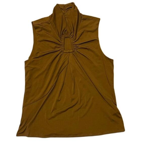 Adrienne‎ Landau Twist-Front Sleeveless Top | Size L | Golden Ochre - Picture 1 of 3